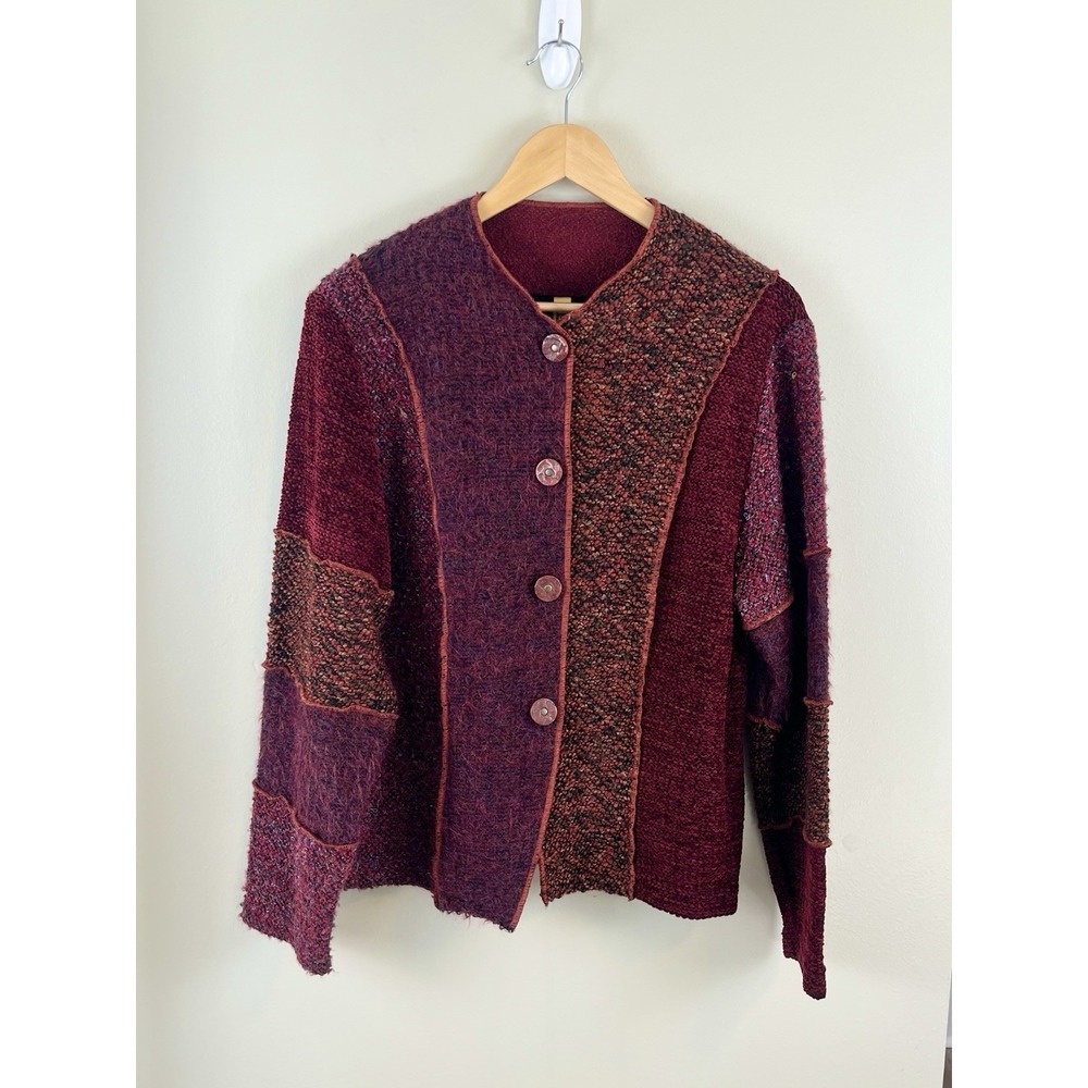 Staley Gretzinger Women's Sz M Patchwork Cardigan Jacket Textured Art‎ to Wear